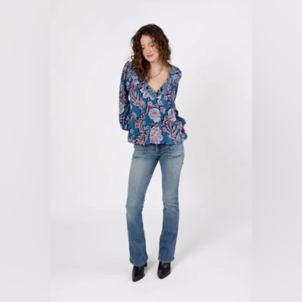 NWT Band Of The Free JOSIE SAPPHIRE MIXED PRINT LONG SLEEVE TOP Bohemian Tunic - Picture 3 of 5